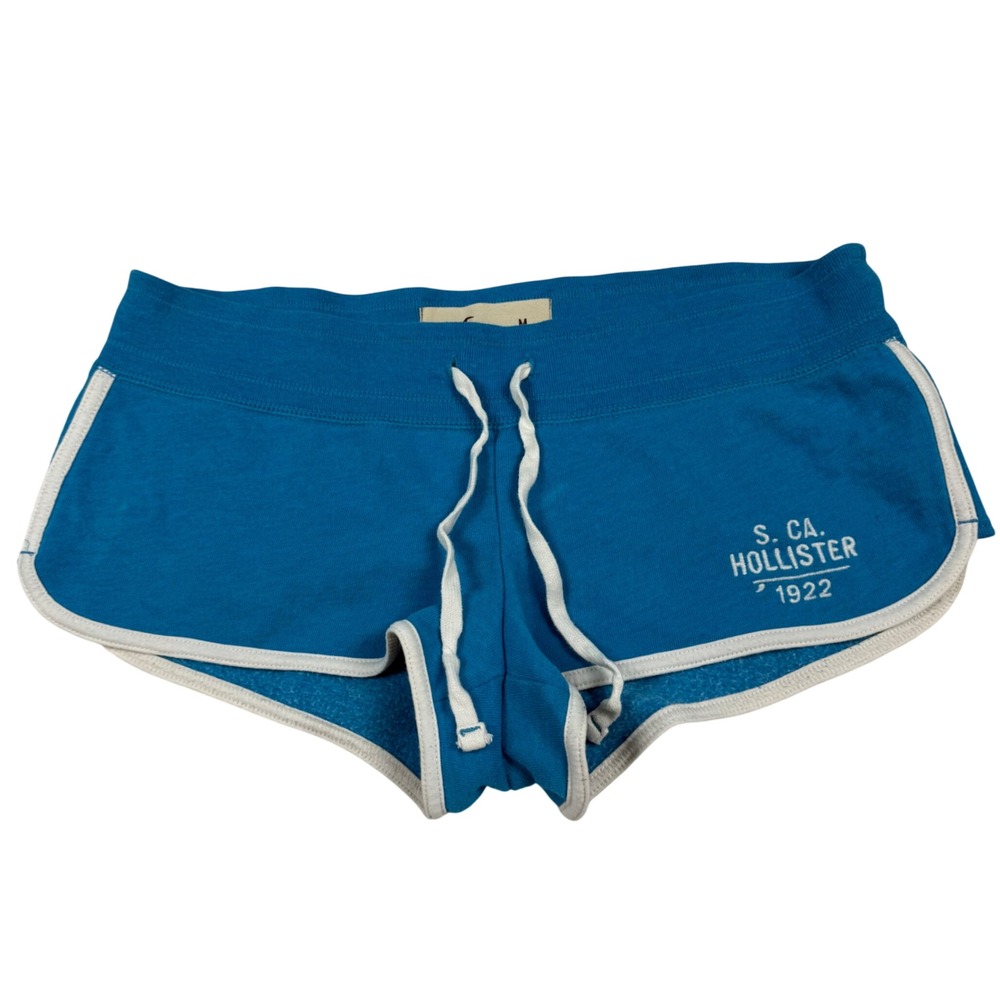 VTG Y2K Hollister Blue Mini Micro Lounge Shorts Ultra Low Rise Size M Logo